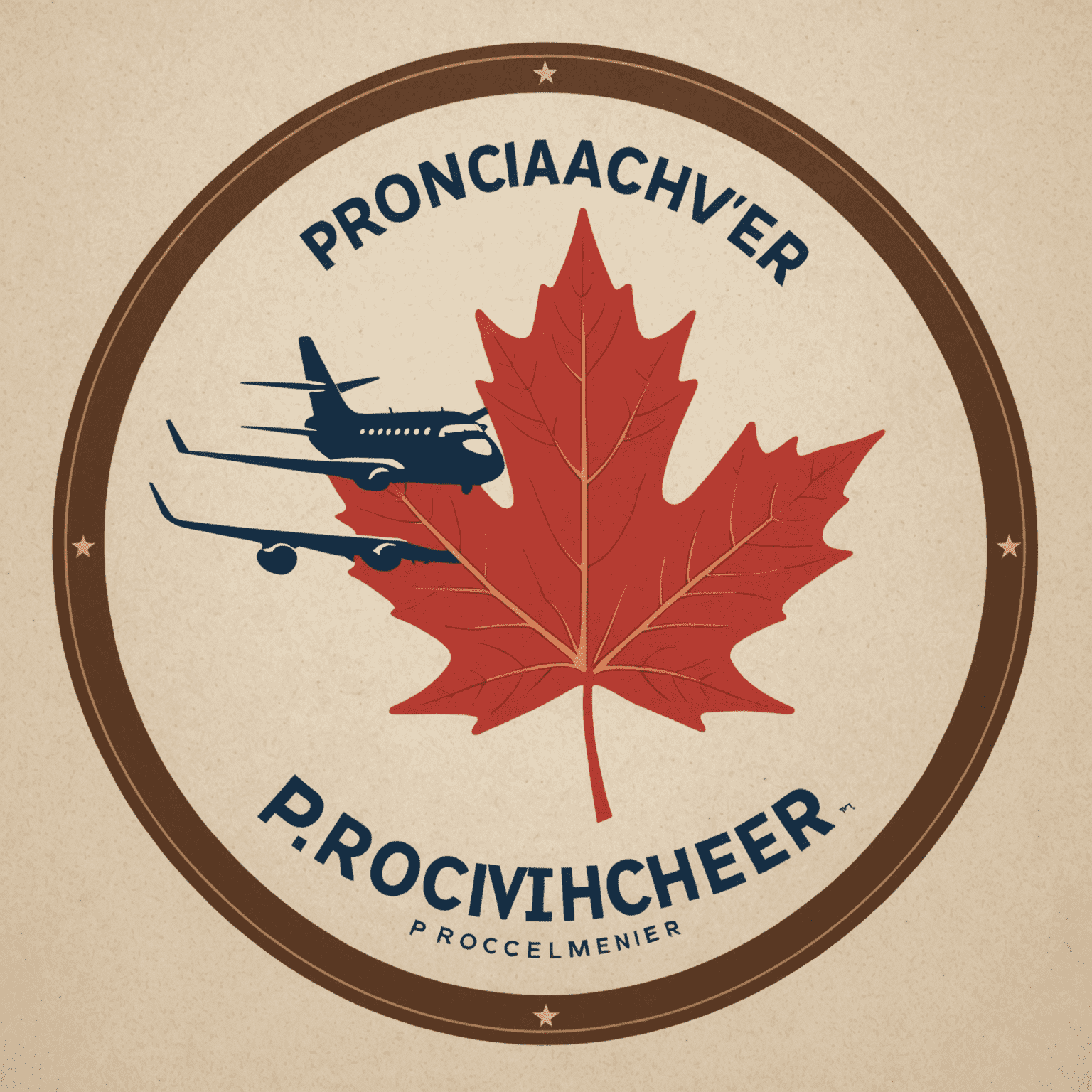 Provinceachiever logo featuring a stylized maple leaf and airplane