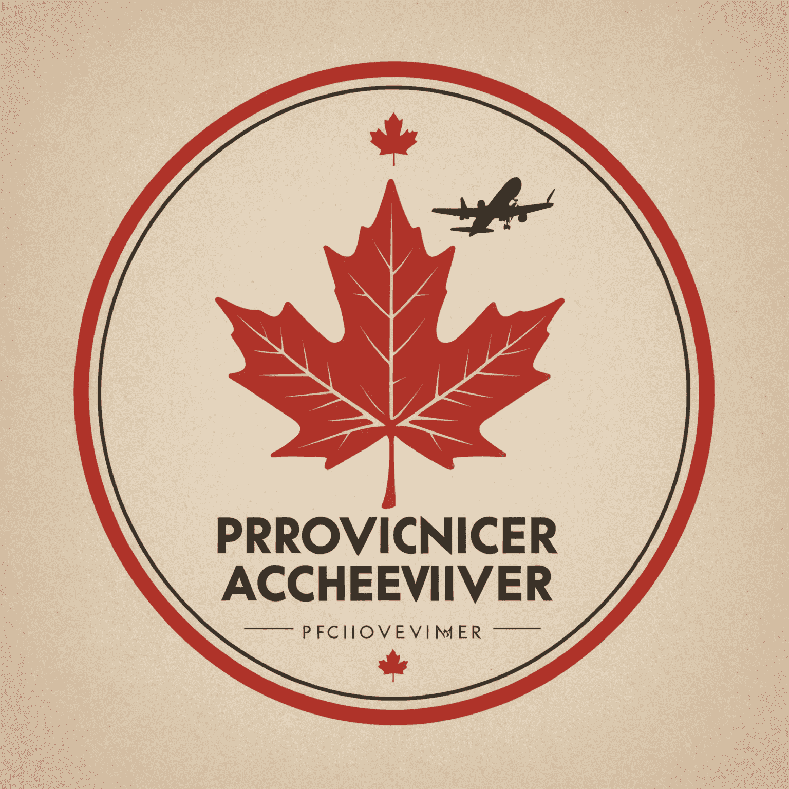 Provinceachiever logo featuring a stylized maple leaf and airplane