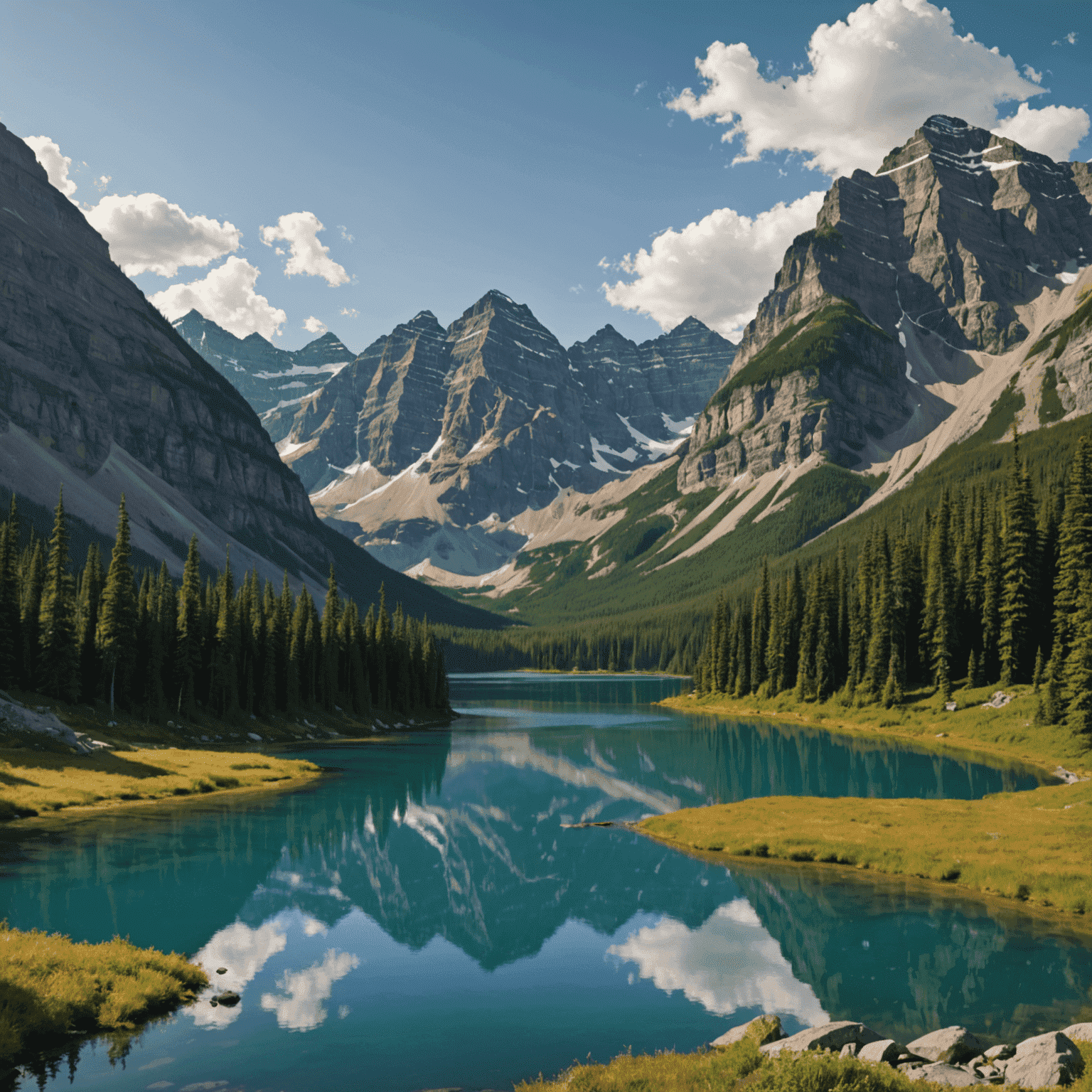 Panoramic view of a beautiful Canadian landscape with mountains, lakes, and forests