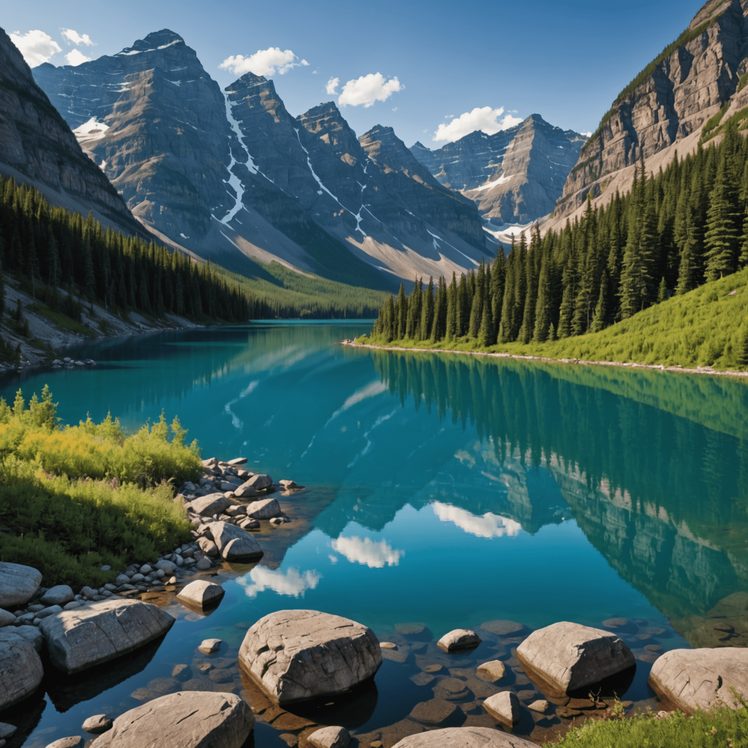 Panoramic view of Canadian mountains and lakes, showcasing the beauty of the country's natural landscapes