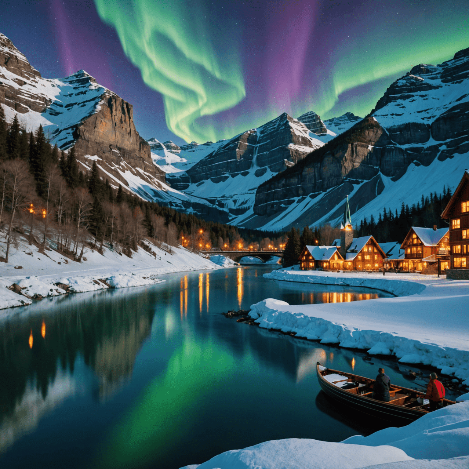 A montage of iconic Canadian landmarks and experiences, such as the Northern Lights, Niagara Falls, and the Rocky Mountains. The image represents the diverse tour packages offered by the agency.